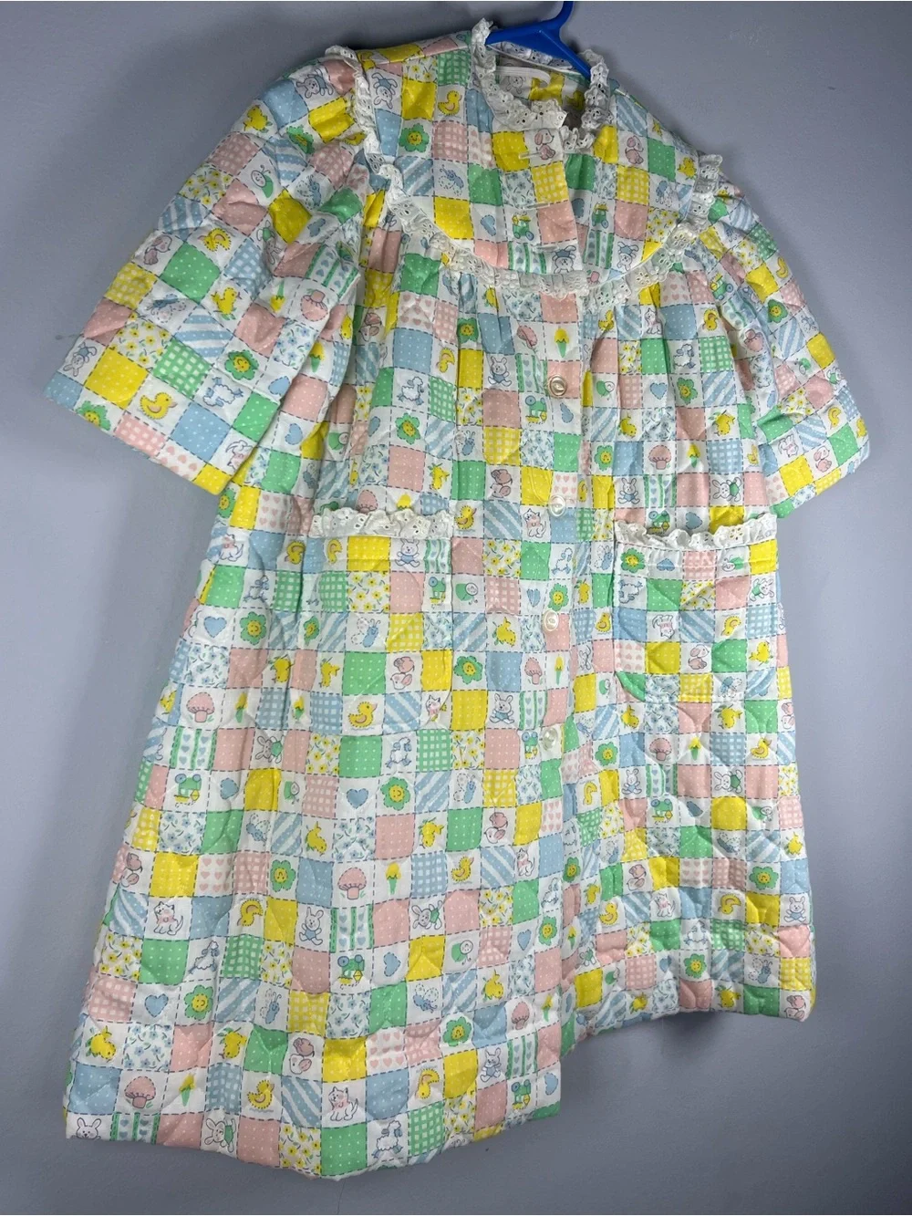 Handmade Vintage Button Up Baby Print House Coat Dress Toddler Girl